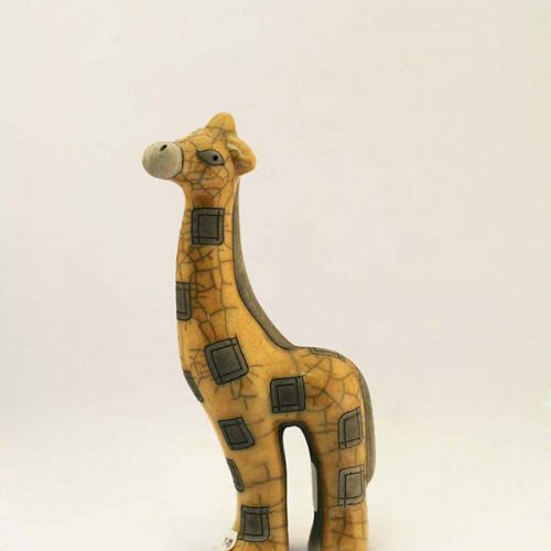 Yellow Raku Ceramic Giraffe Large